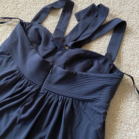 BCBGMaxAzria Navy Bubble Hem Halter Dress Size S - Picture 4 of 8
